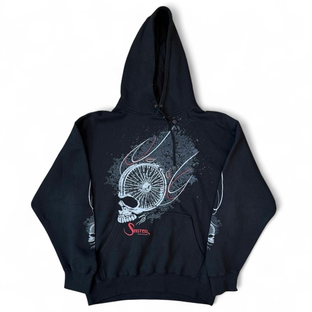 Sinister Black Pullover Hoodie Adult Size Large Jesse Pinkman Grunge Biker Y2K